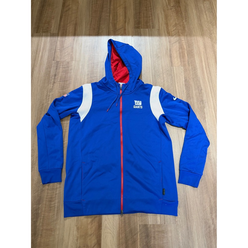 Nike Hoodie Mens Large Blue NY Giants On-Field Therma-FIT Full Zip Sweatshirt